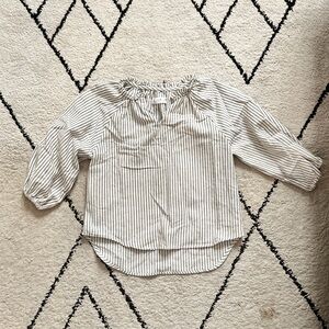 ZARA KIDS Girls’ Striped  Cotton Blouse - White & Gray 6